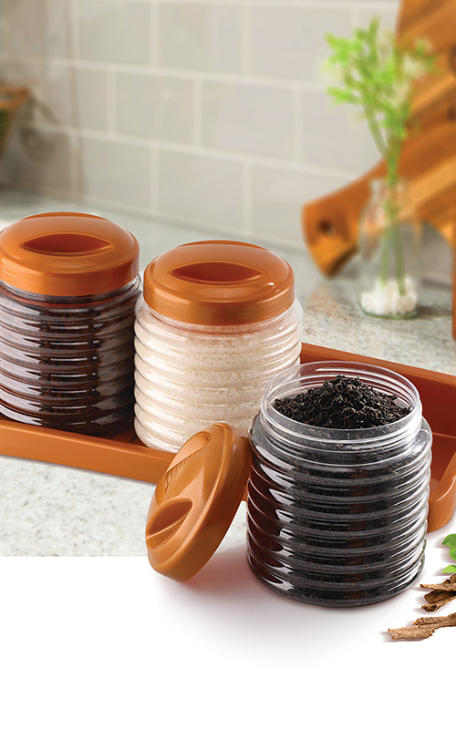 Three jars with tray